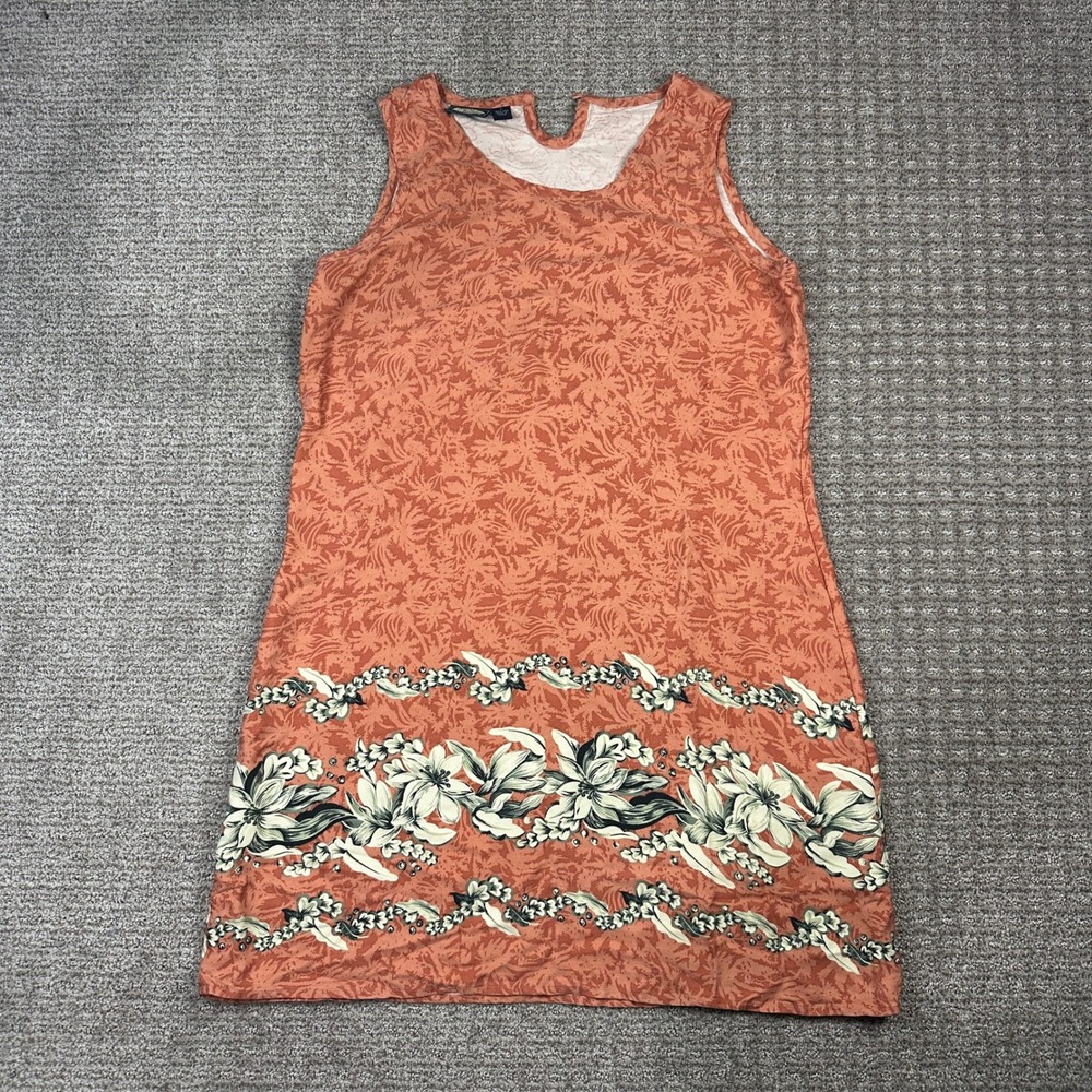 Tommy Bahama Womens 100% Silk Sleeveless Floral Tropical Shift Dress Orange L